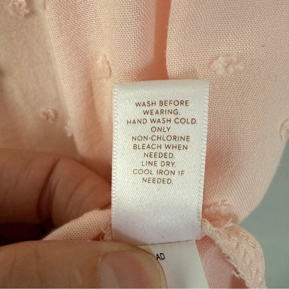 LC Lauren Conrad Light Pink Swiss Dot Women's Cap Sleeve Blouse Size M - Picture 9 of 10